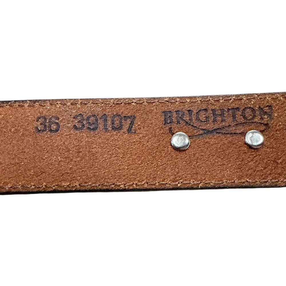 Brighton Brown Leather Western Concho Belt Silver Buckle 36 39107 Cognac Mens
